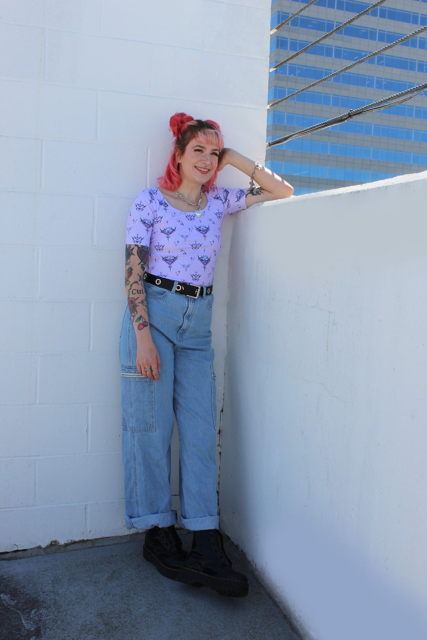 Cyber Chrome Scoop Neck Top