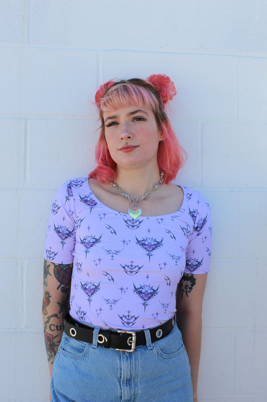 Cyber Chrome Scoop Neck Top