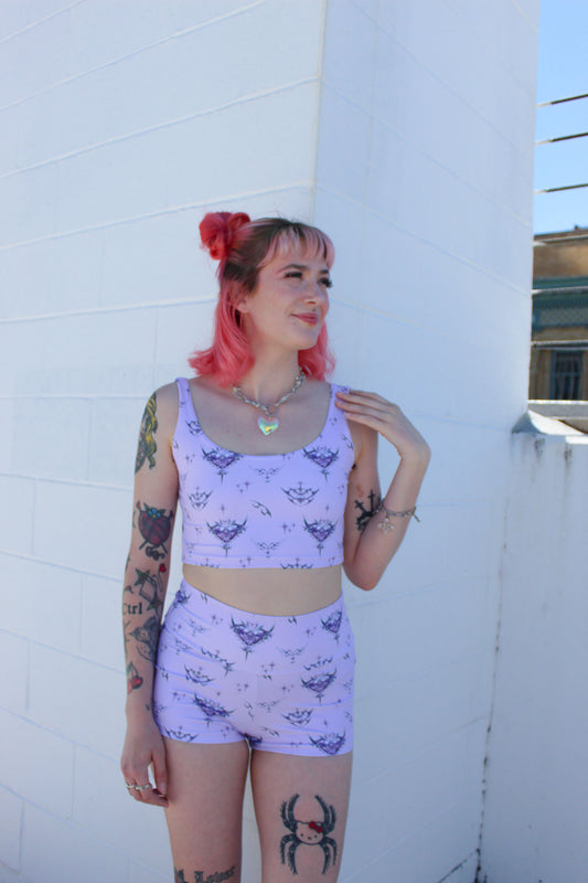 Cyber Chrome High Waist Shorts | Eco Fabric