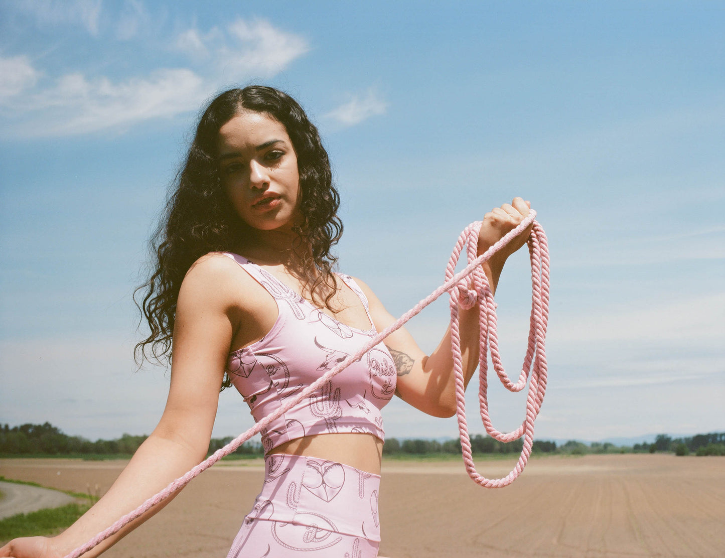 cowgirl aesthetic, cowgirl outfit, western aesthetic, baby pink, two piece set, ride it, cow skull, daisy dukes, cactus, high waist shorts