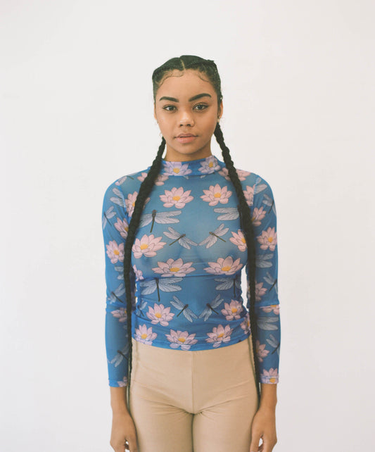 mesh top pastel y2k dragonfly lotus