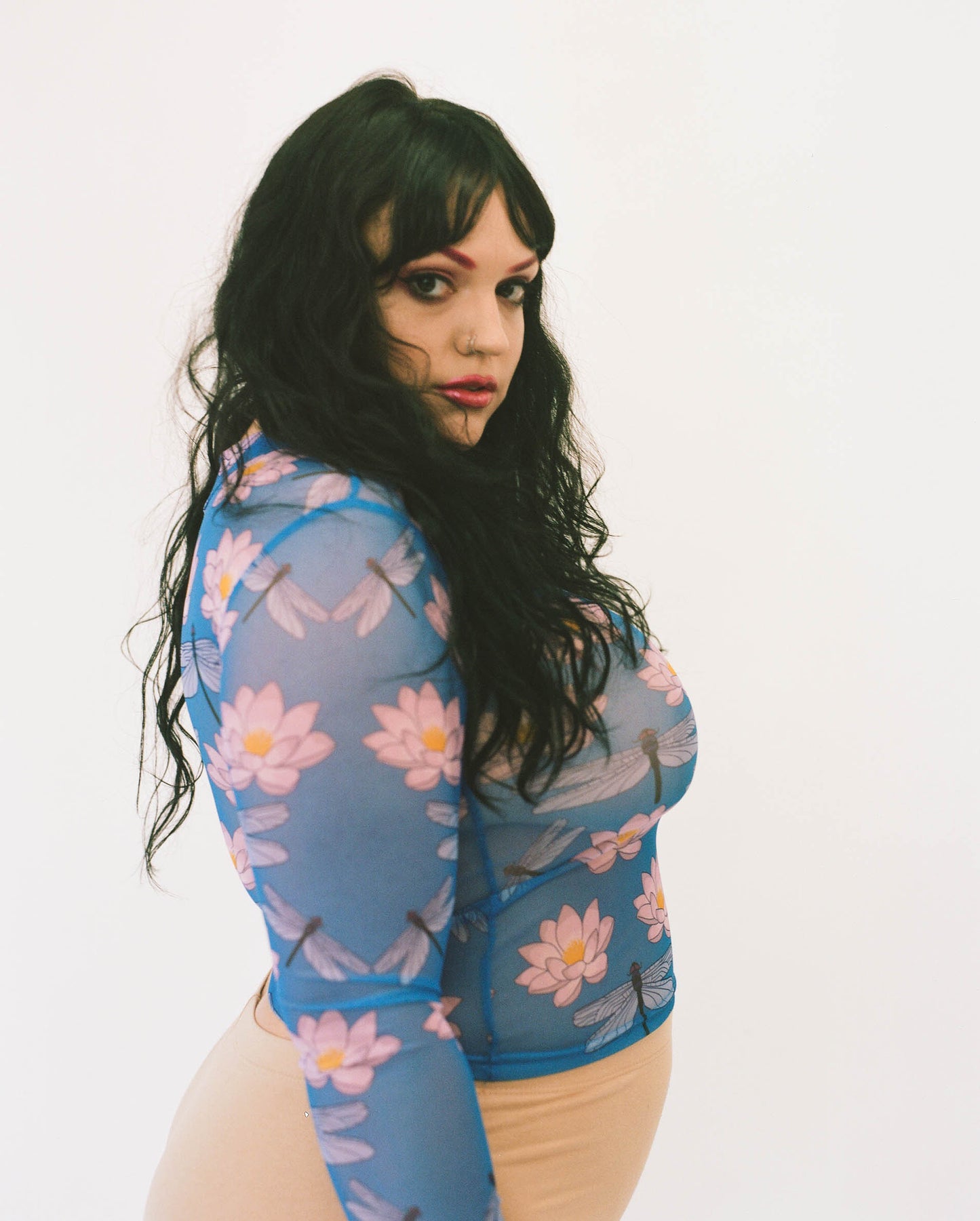 mesh top pastel y2k dragonfly lotus curvy