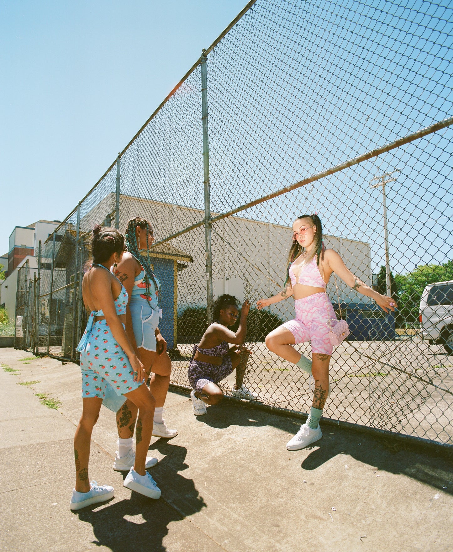 Pink Clouds & Butterflies Bike Shorts | Eco Fabric