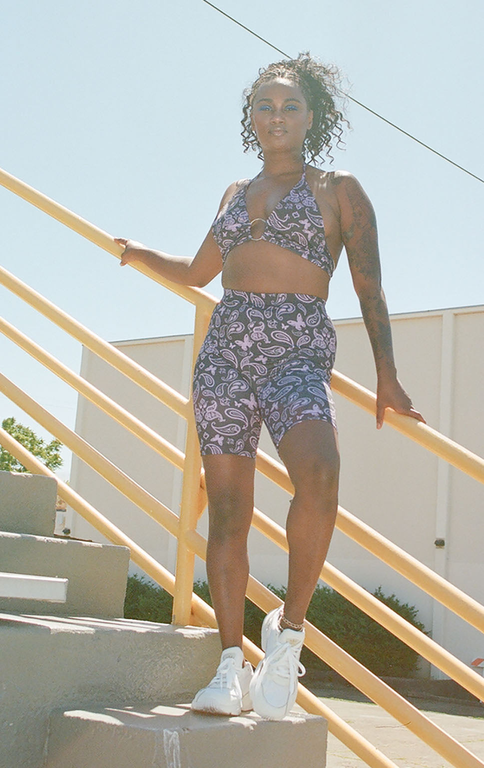 Paisley Lavender Butterfly O-Ring Halter Top | Eco Fabric