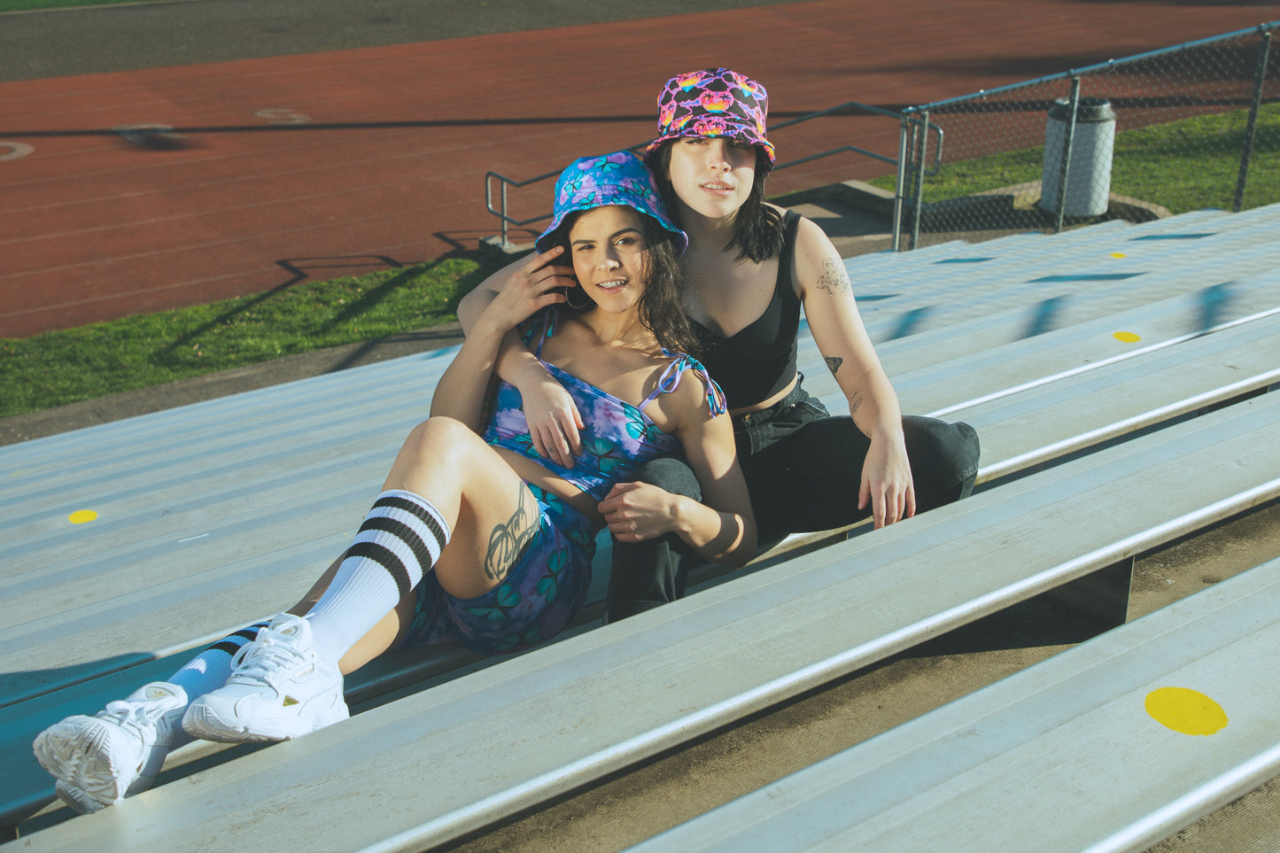 y2K Blue butterfly bucket hat dreamy lavender clouds cotton accessory bleachers sporty athelisure