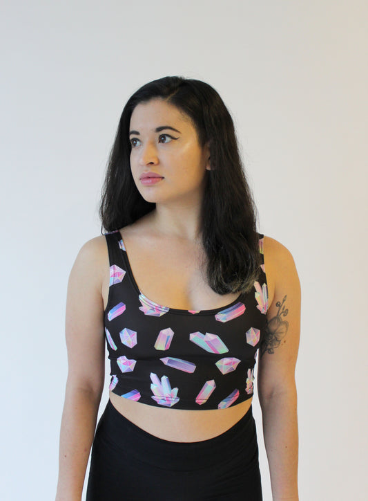 Pastel Crystal Crop top scoop neck