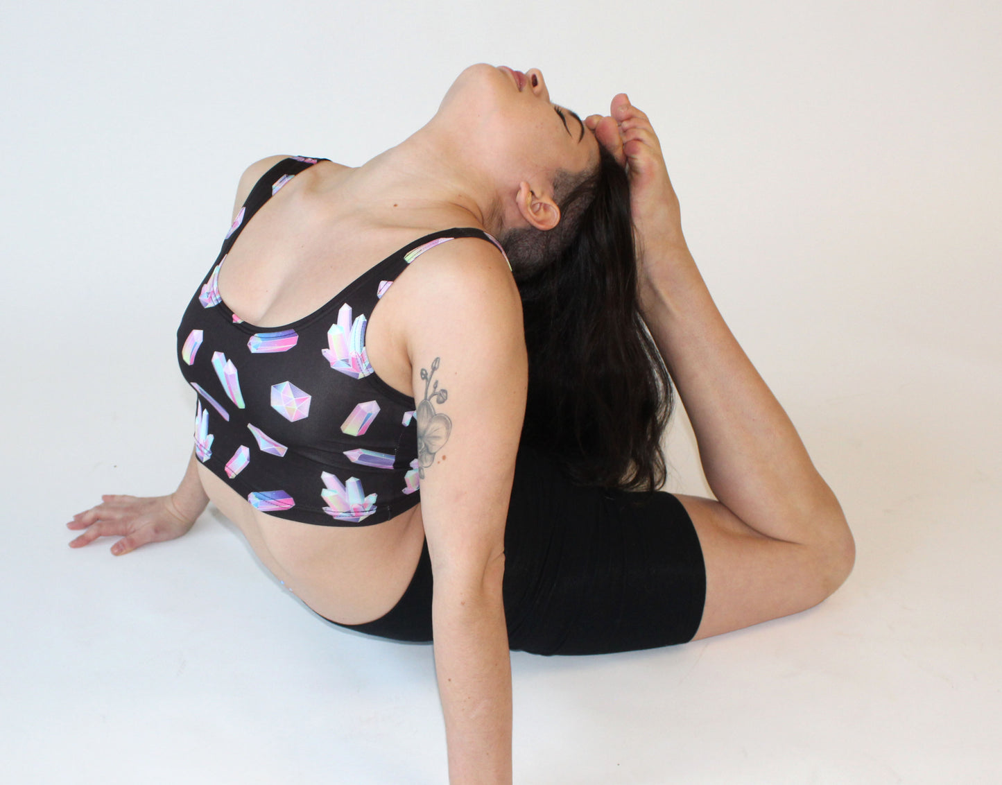 Pastel Crystal Crop top scoop neck yoga top