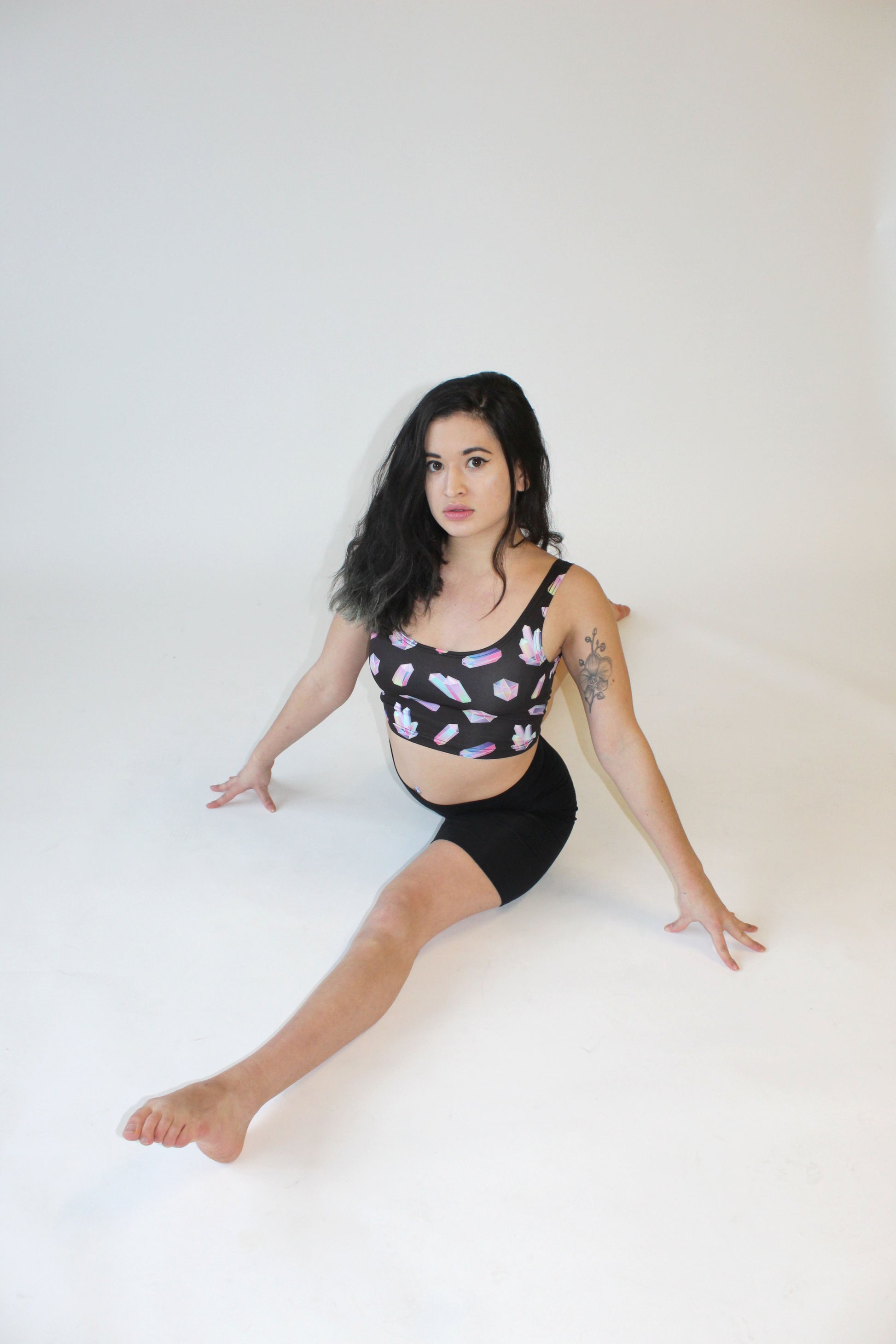 Pastel Crystal Crop top scoop neck yoga top