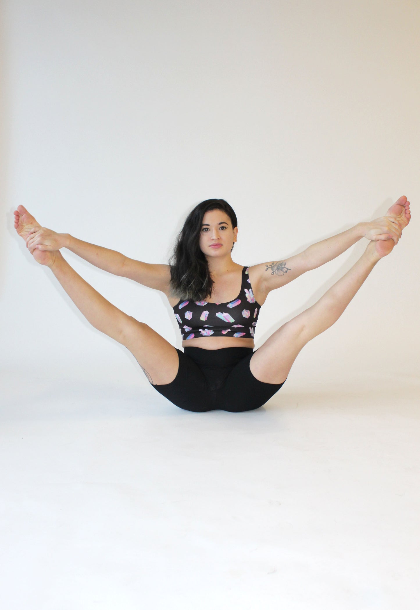 Pastel Crystal Crop top scoop neck yoga top