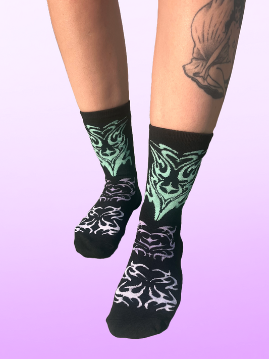 tattoo gothic linework socks alternative alt smoke crew socks
